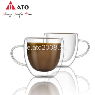 ATO पेयवेयर डबल भित्ता कफि गिलास कप